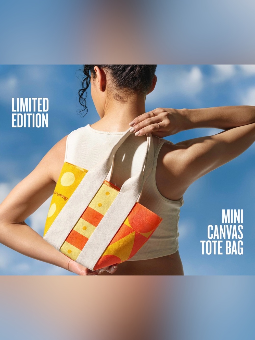 New Sol de Janeiro Yellow & Orange Canvas Small Tote Bag
